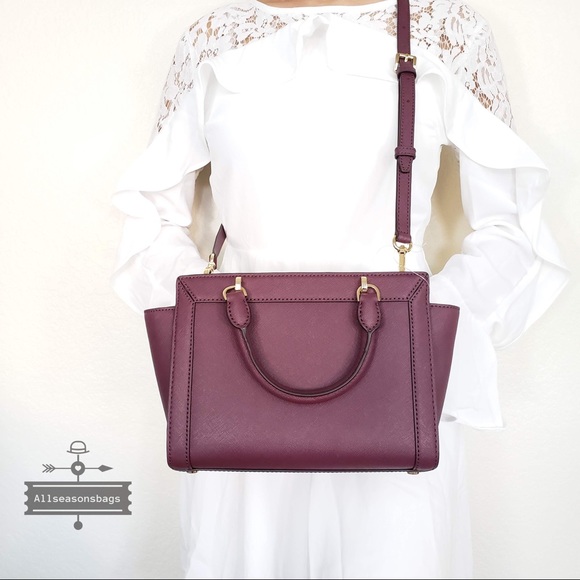 NWT Michael Kors Tina Small messenger plum satchel - Picture 7 of 8